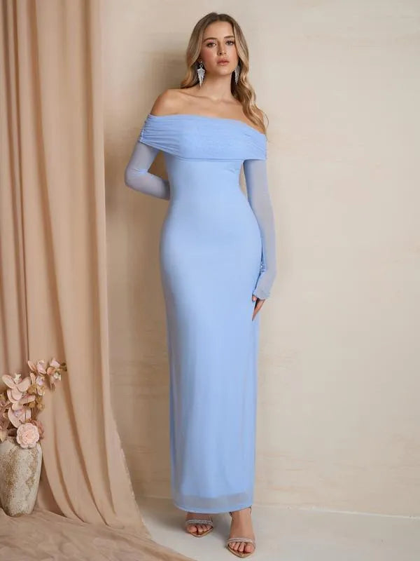 Eveline | Damen Schulterfreies Figurbetontes Maxikleid