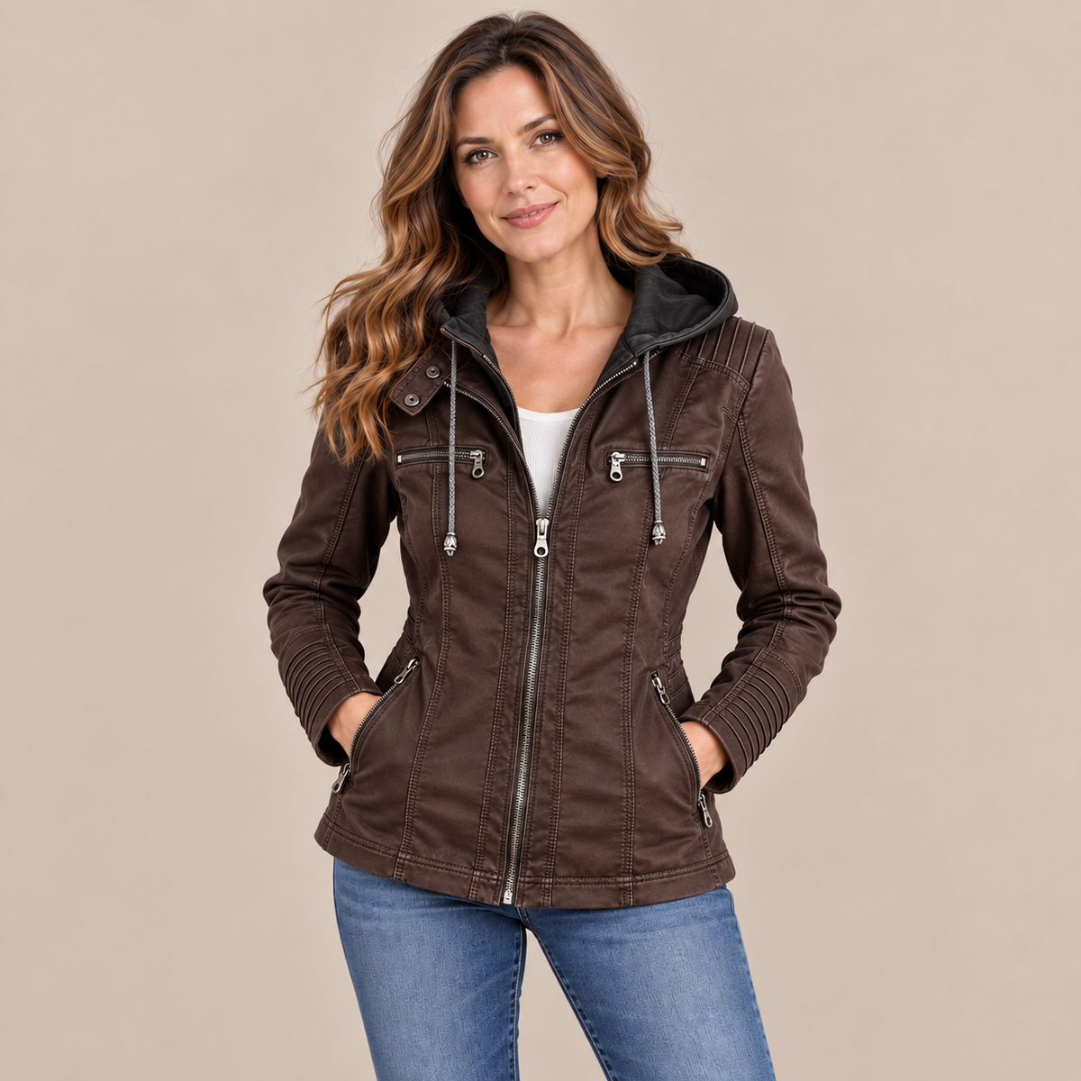 Aina | Lederjacke Faux Lederjacke wetterfeste Jacke
