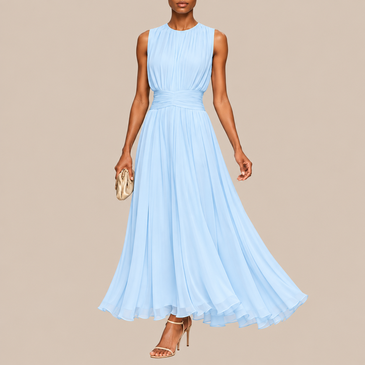 Alys | Ärmelloses Midikleid Mit Raffungen