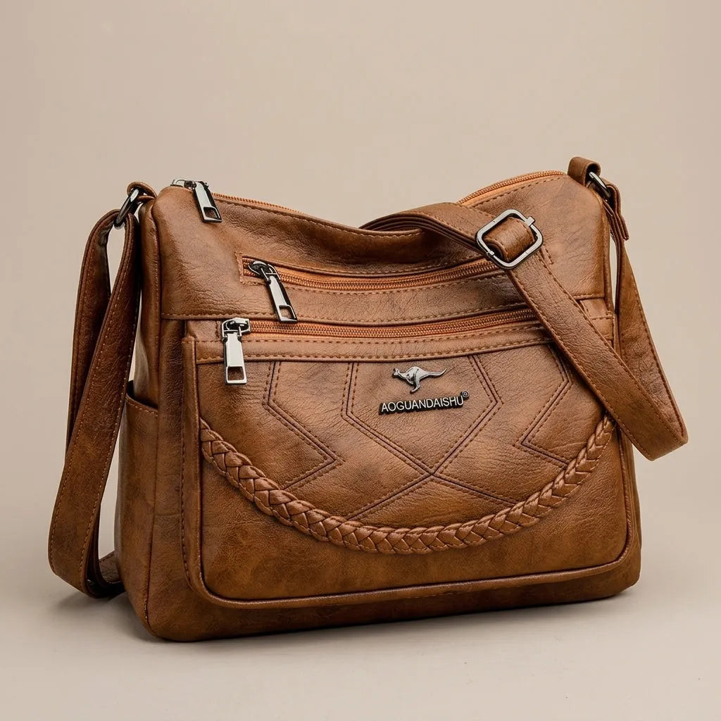 Eliza | Schultertasche Damen mit mehreren Reissverschlussfächern