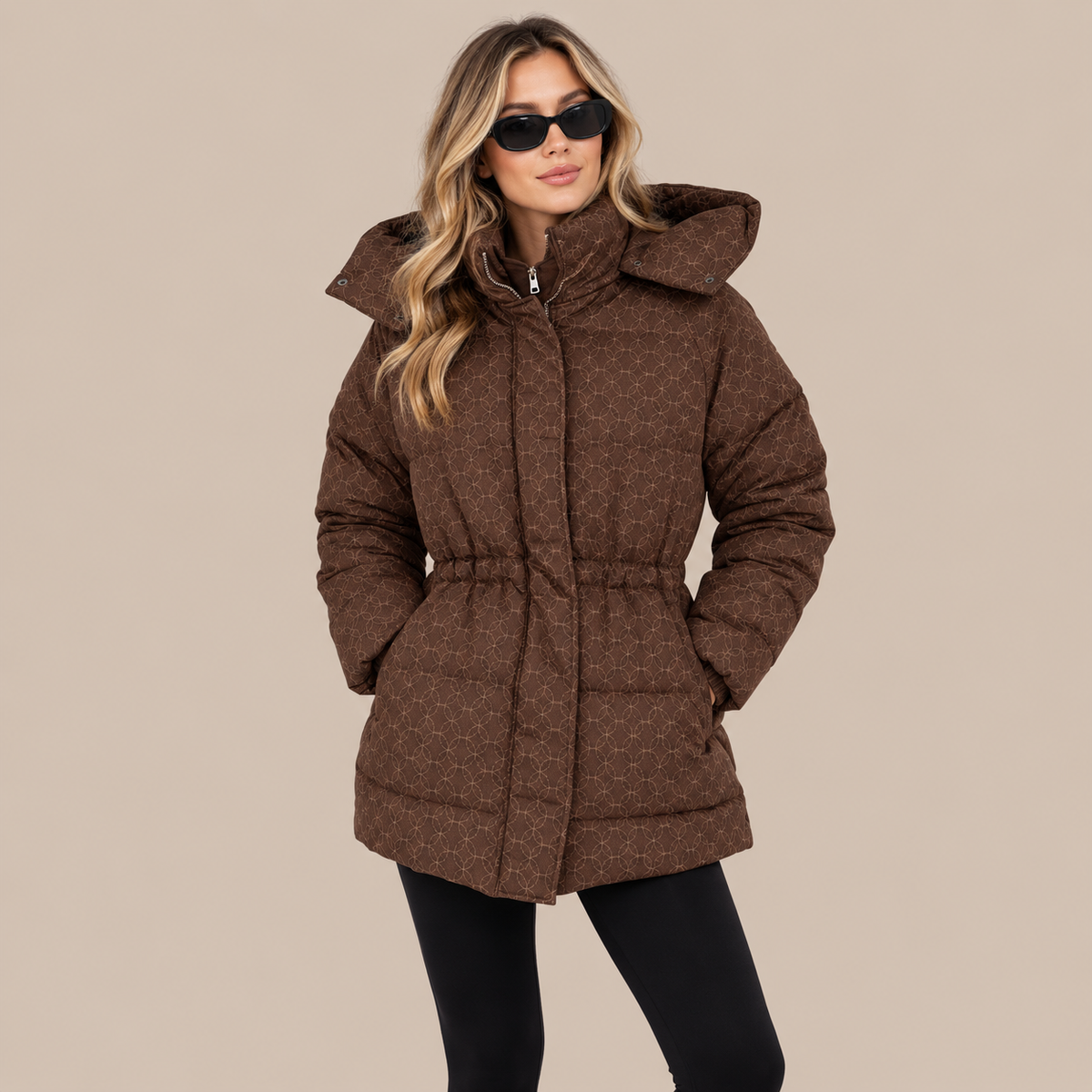 Elvessa | Leichte Steppjacke mit Muster und verstellbarer Taille