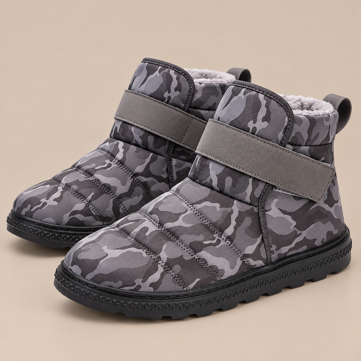 Jairo | Winterstiefel Herren mit Klettverschluss und Camouflage-Muster