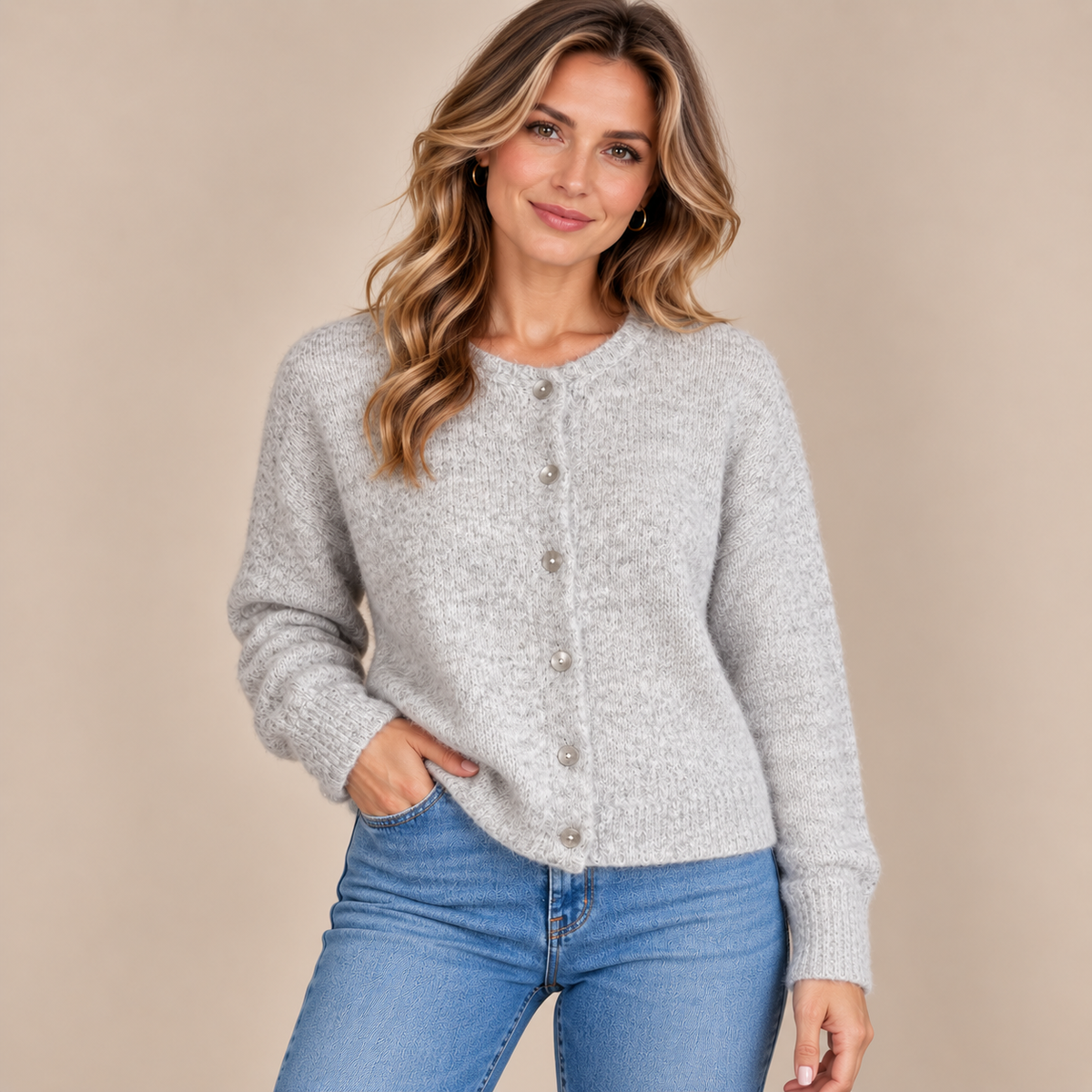 Jeralyn | Cardigan mit weicher Strickstruktur und Knopfleiste
