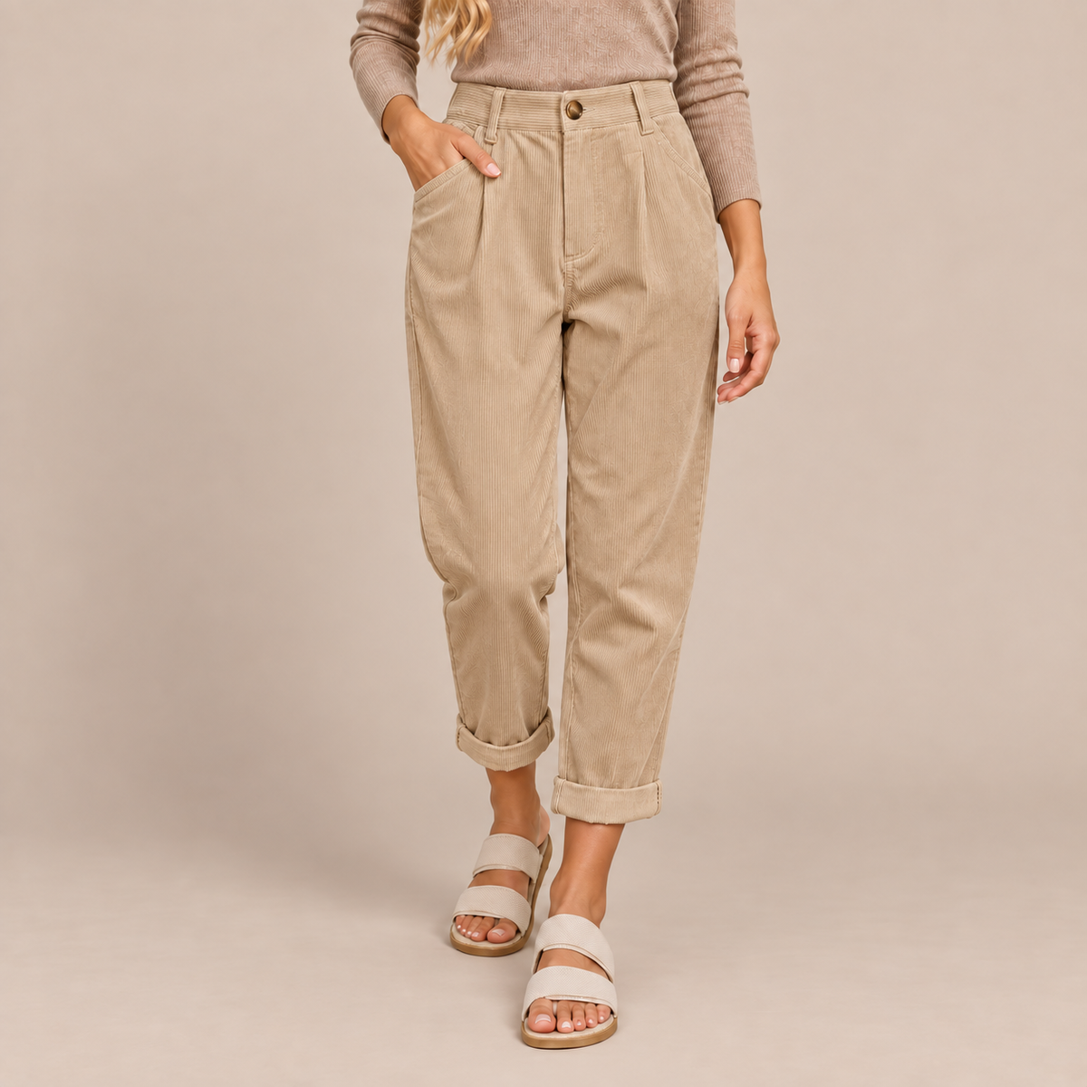 Jeralyn | Cordhose Damen mit Karottenschnitt und Corduroy-Struktur