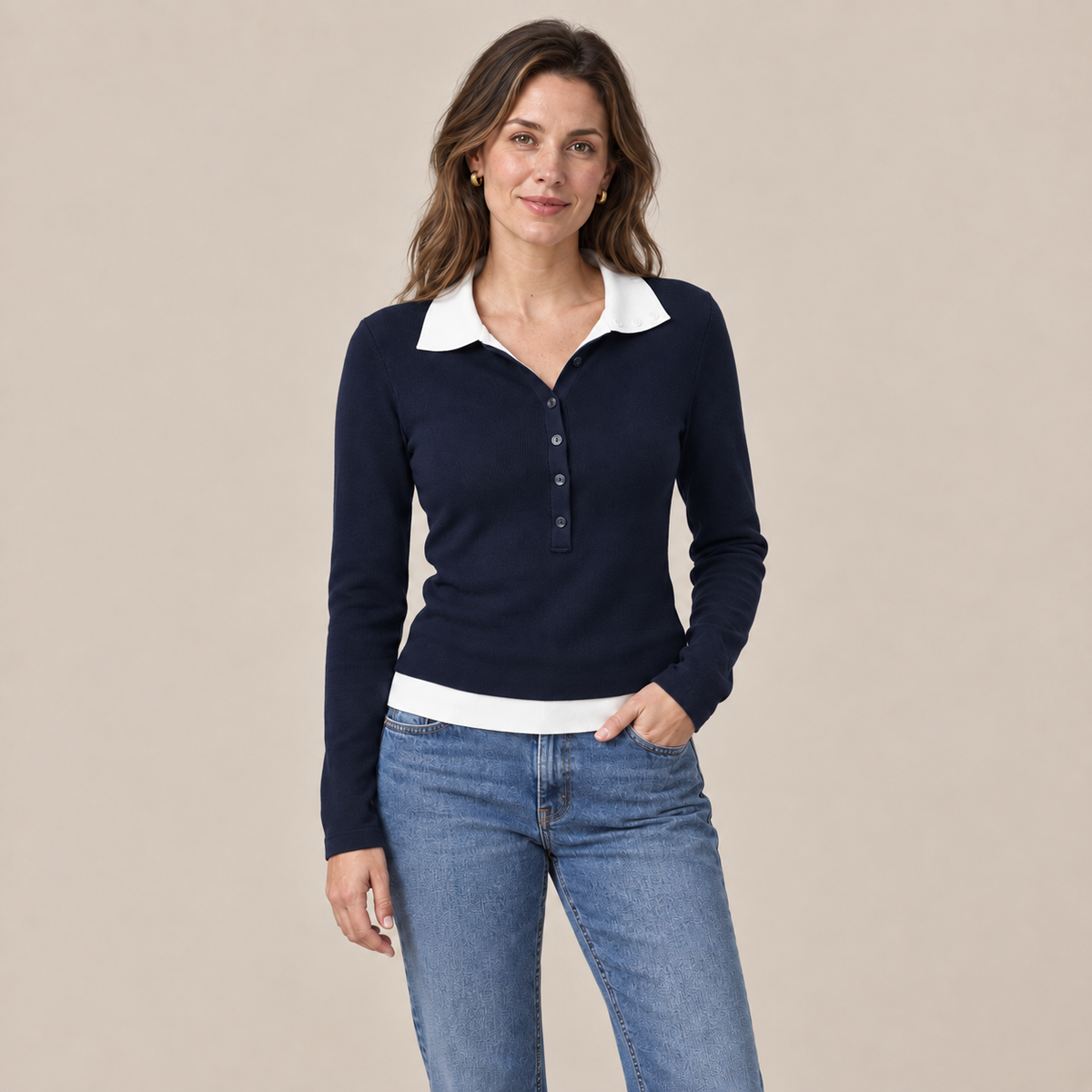 Lorraine | Strickpullover Damen mit Polokragen und Knopfleiste