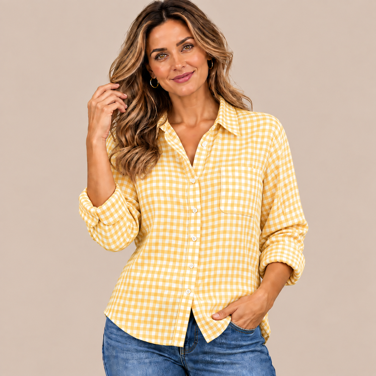 Lumera | Klassisch Karierte Damenbluse Mit Langen Ärmeln