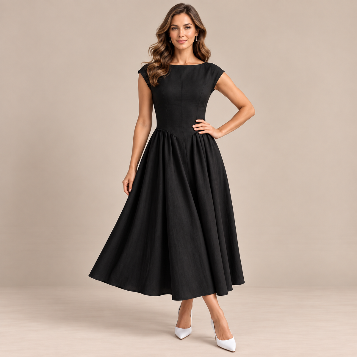 Mivana | Festliches Midikleid Mit Faltenrock