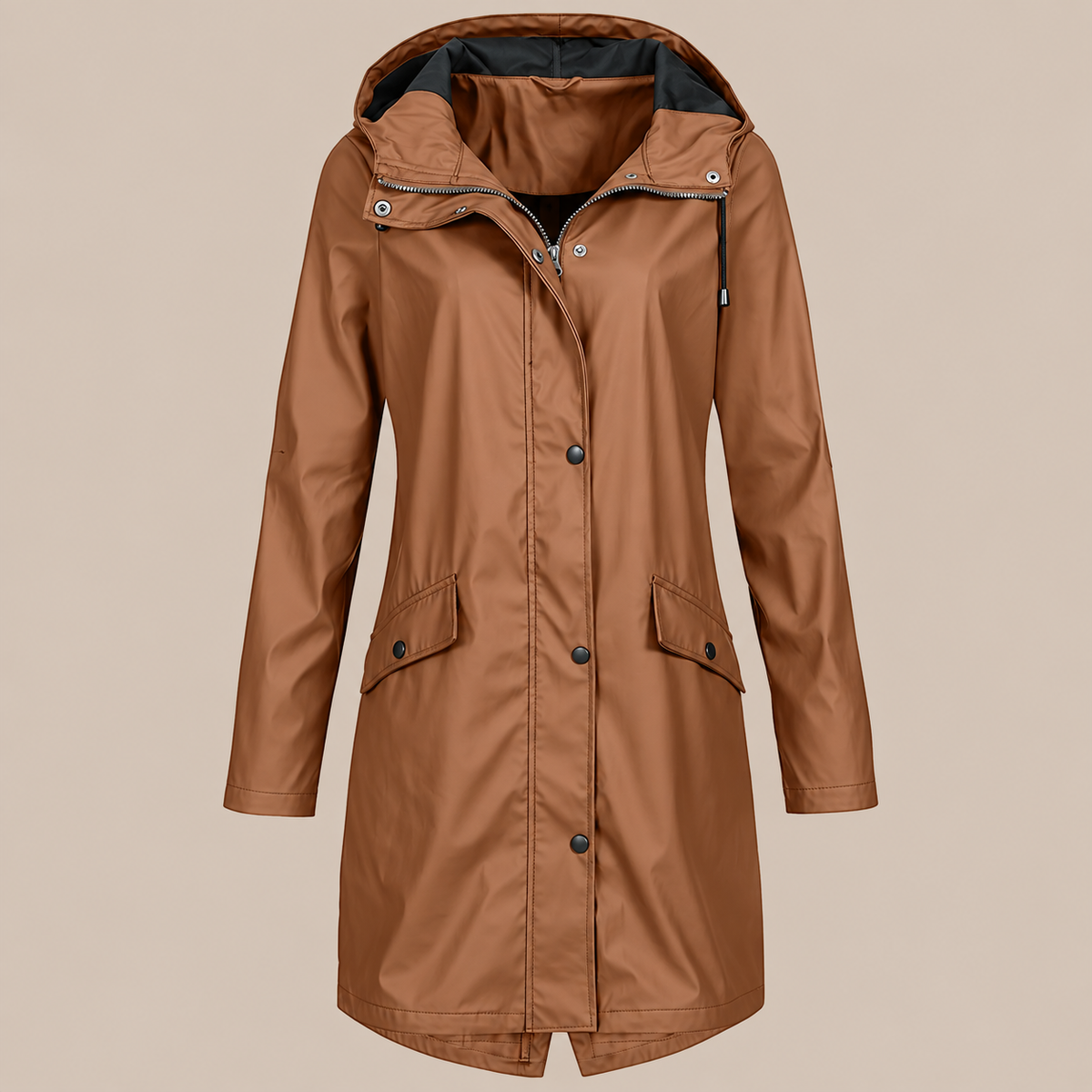 Orlienne | Lange Regenjacke mit Kapuze