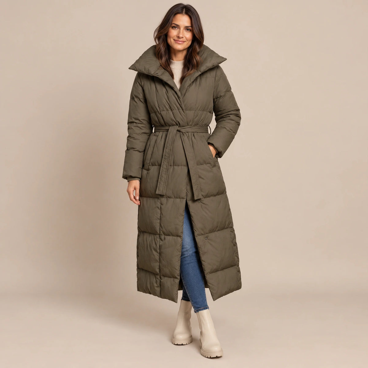 Quiltis | Steppjacke Damen mit langem Schnitt und Stehkragen