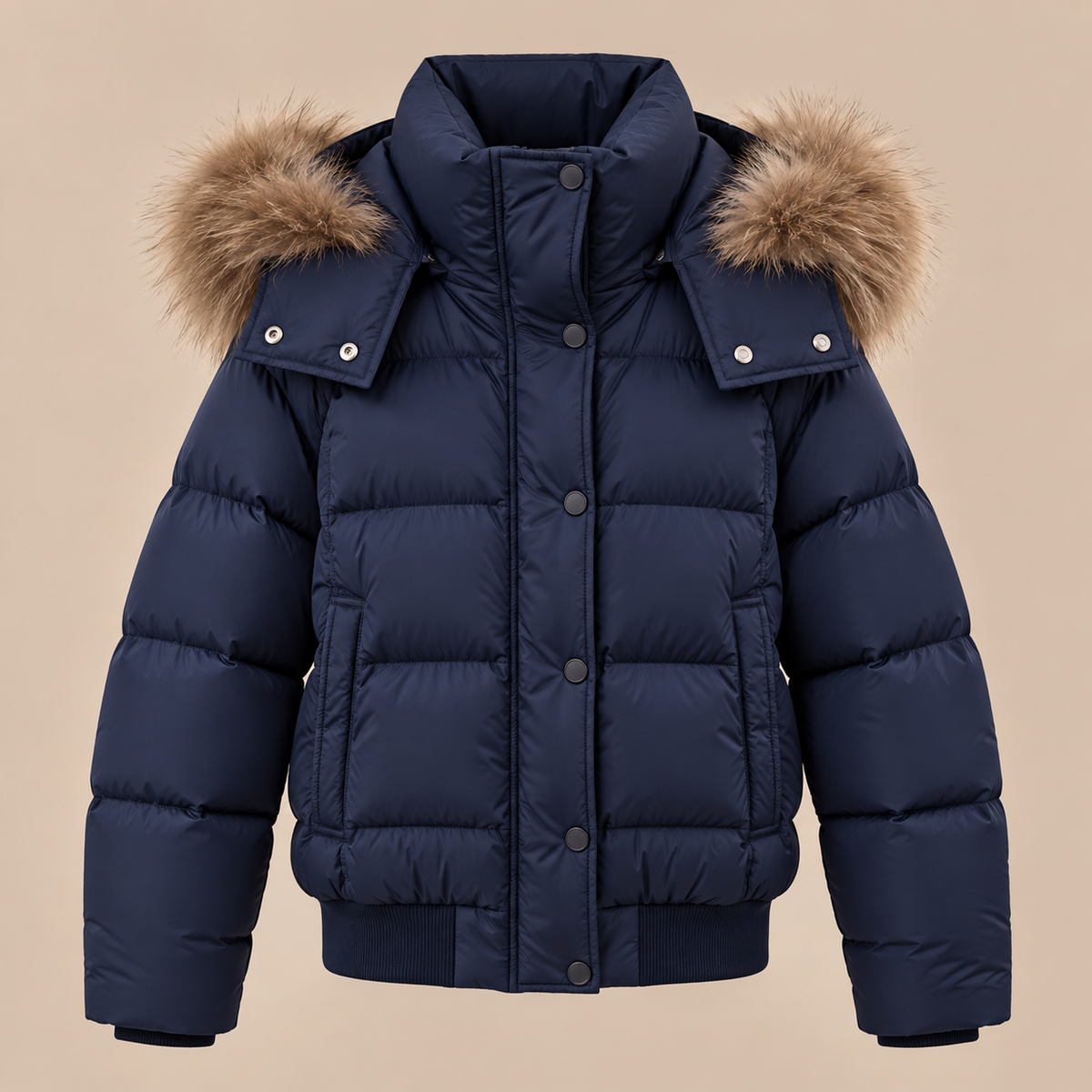 Suzane | Steppjacke Damen mit Kapuze und kunstfellbesatz