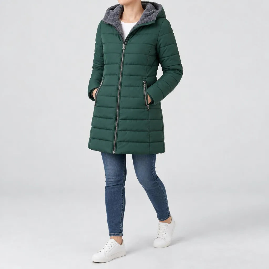 Lotte | Damen Gepolsterter Steppmantel mit Kapuze