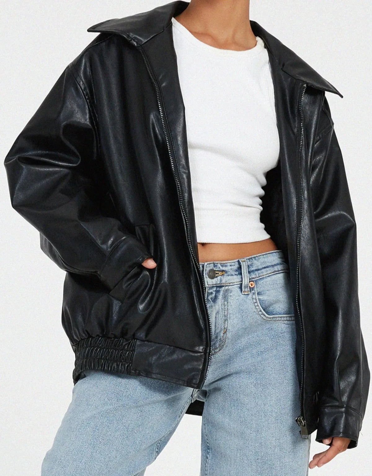 Vera | Damen Vintage Vegan Leder Oversized Jacke