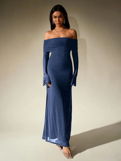 Eveline | Damen Schulterfreies Figurbetontes Maxikleid