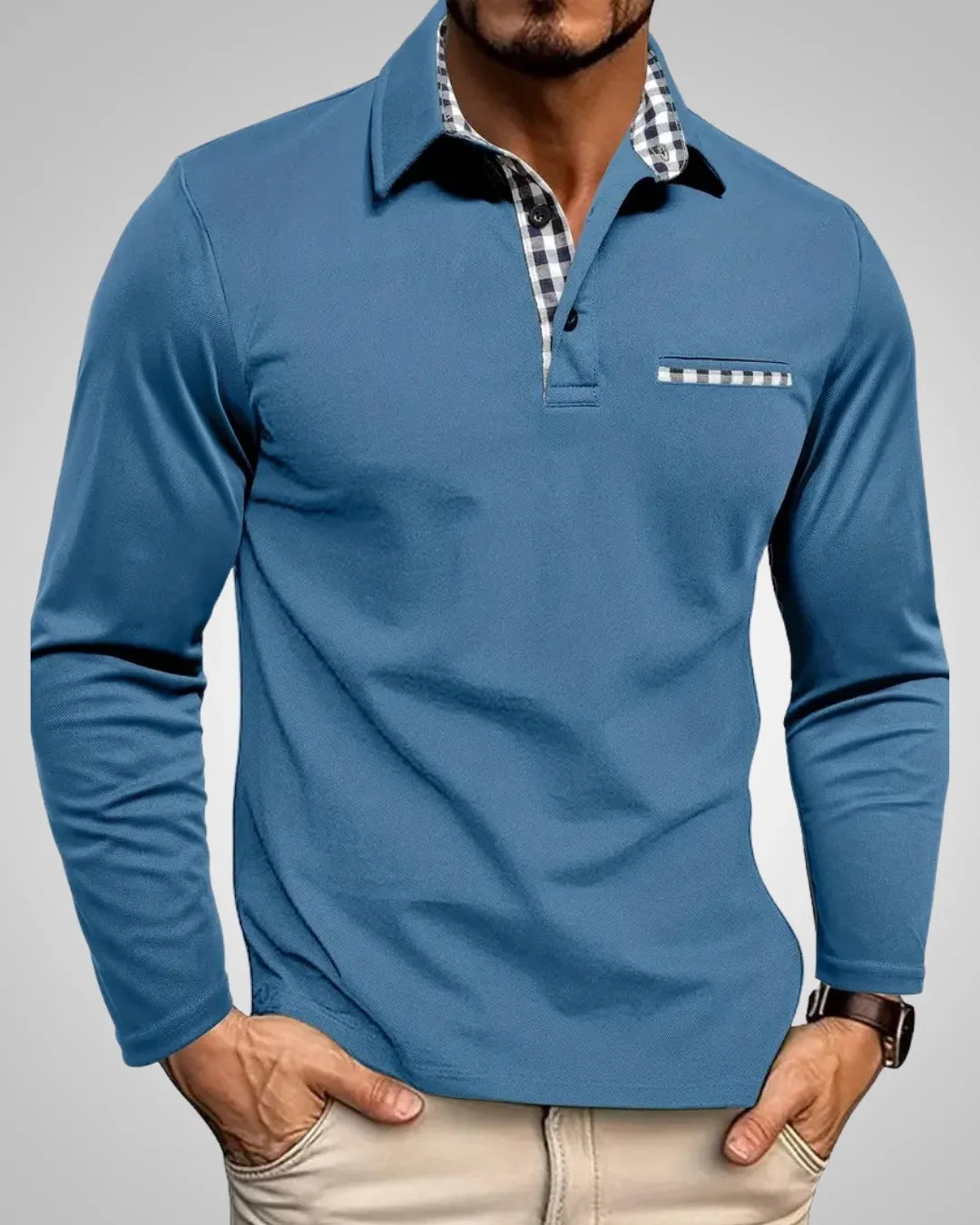 Asher | Herren Klassisches Langarm Poloshirt