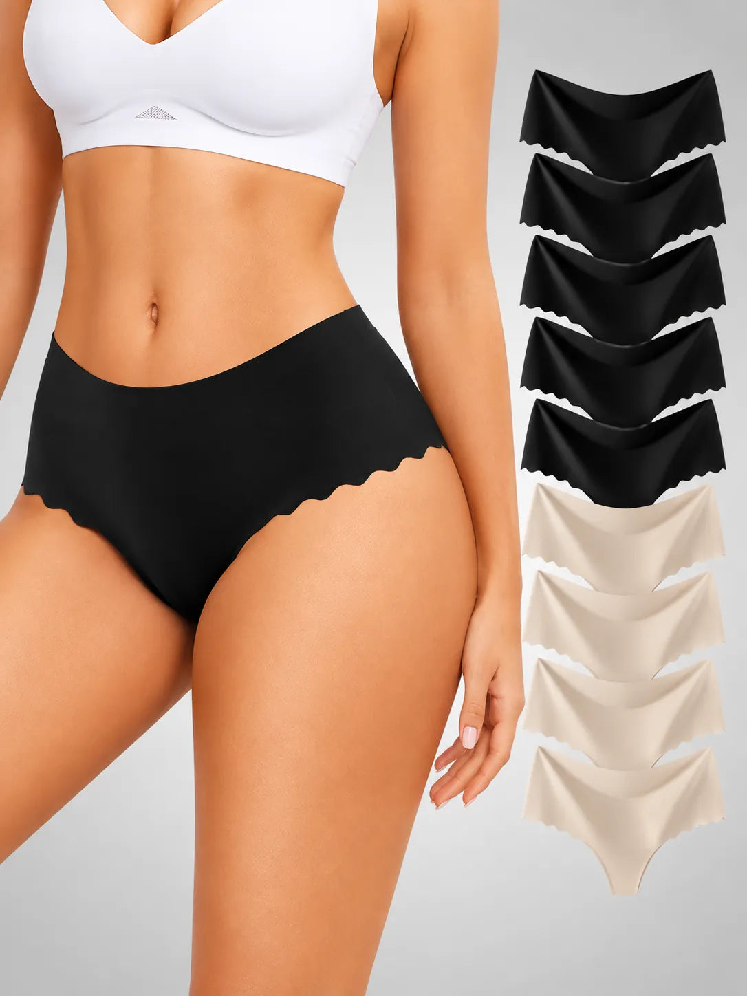 Tanja | Damen Nahtlose Elastische Unterwäsche Thongs im 8er-Pack