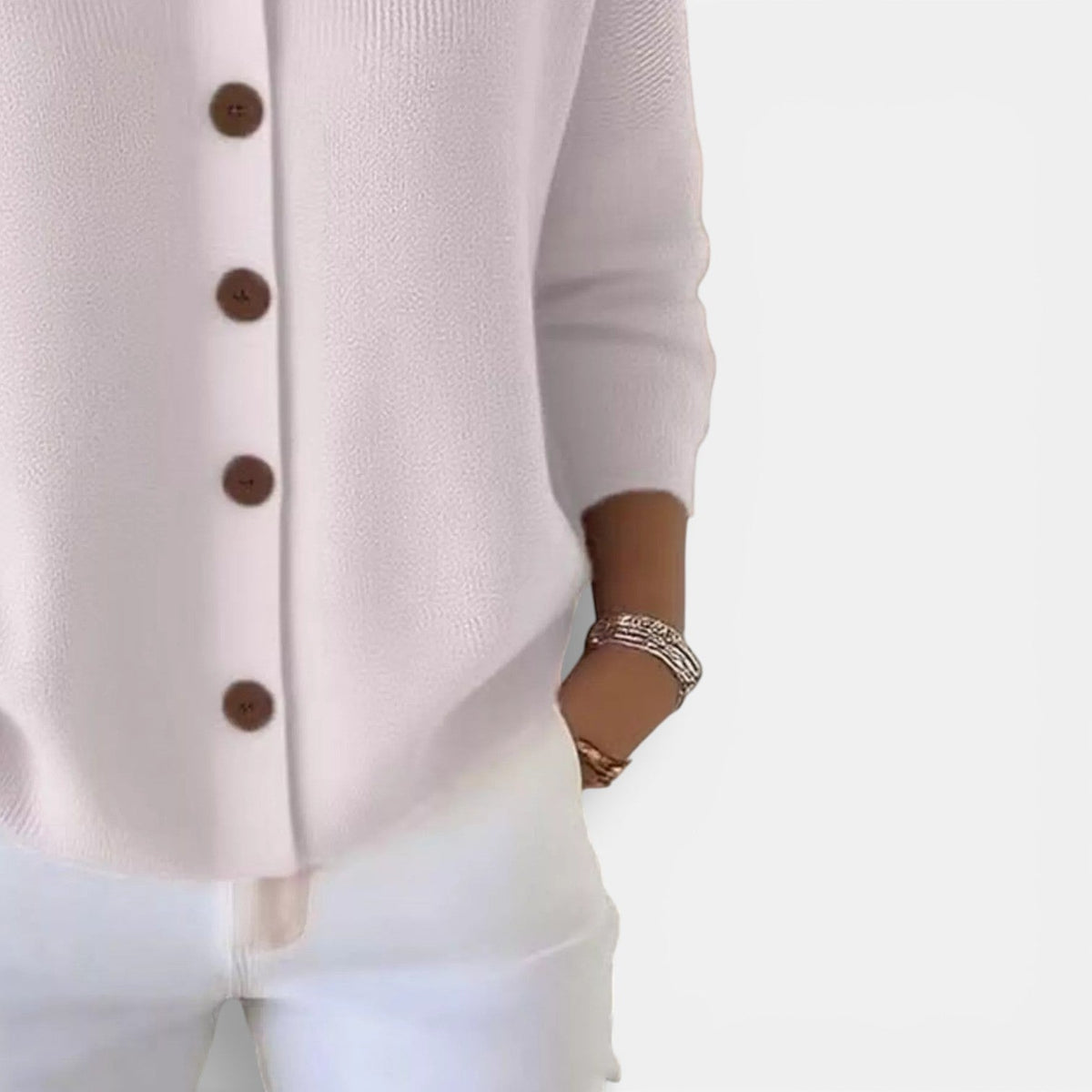 Rosalie | Strickbluse mit Polokragen und Knopfleiste