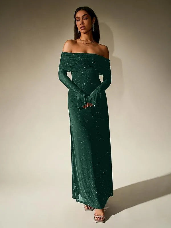 Eveline | Damen Schulterfreies Figurbetontes Maxikleid
