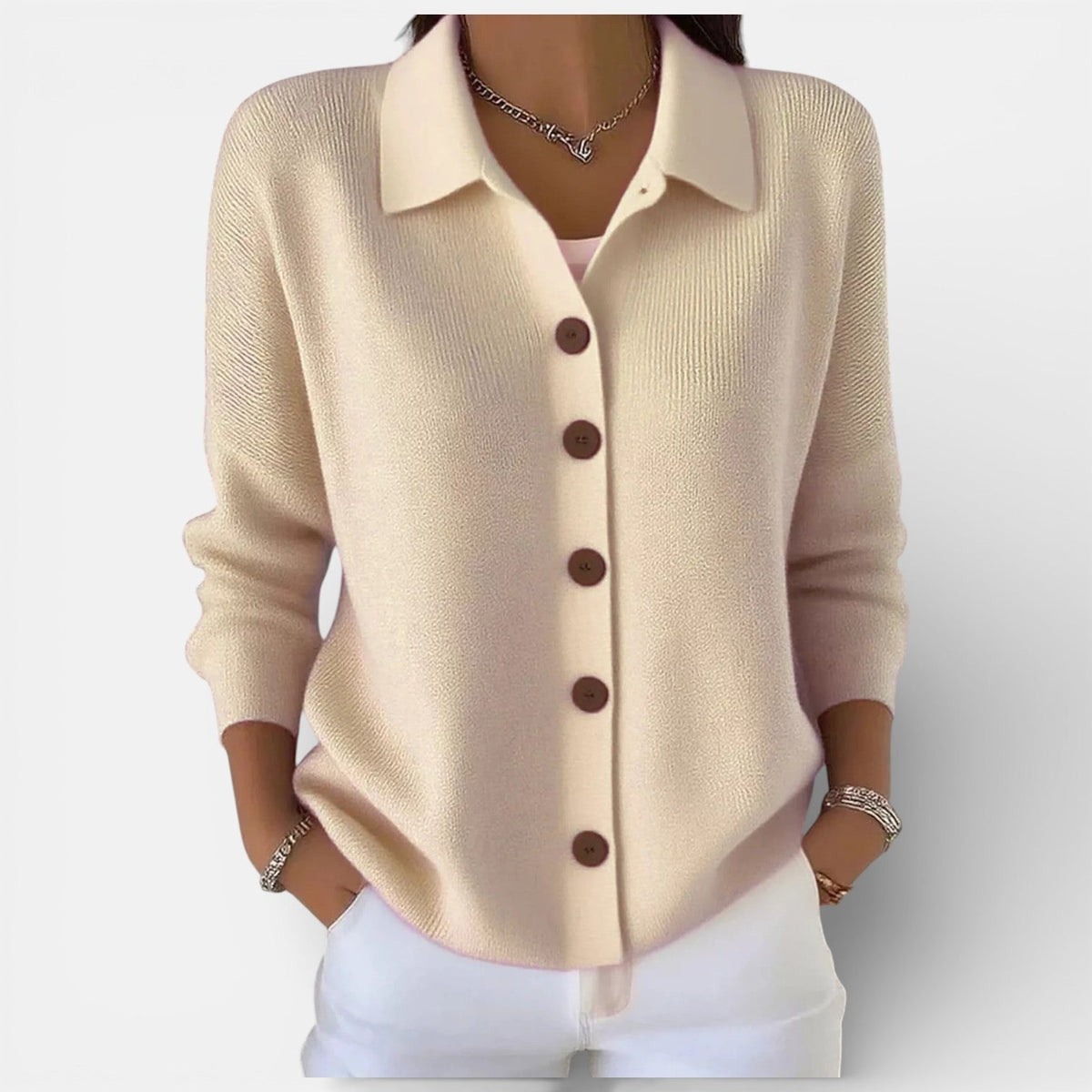 Rosalie | Strickbluse mit Polokragen und Knopfleiste