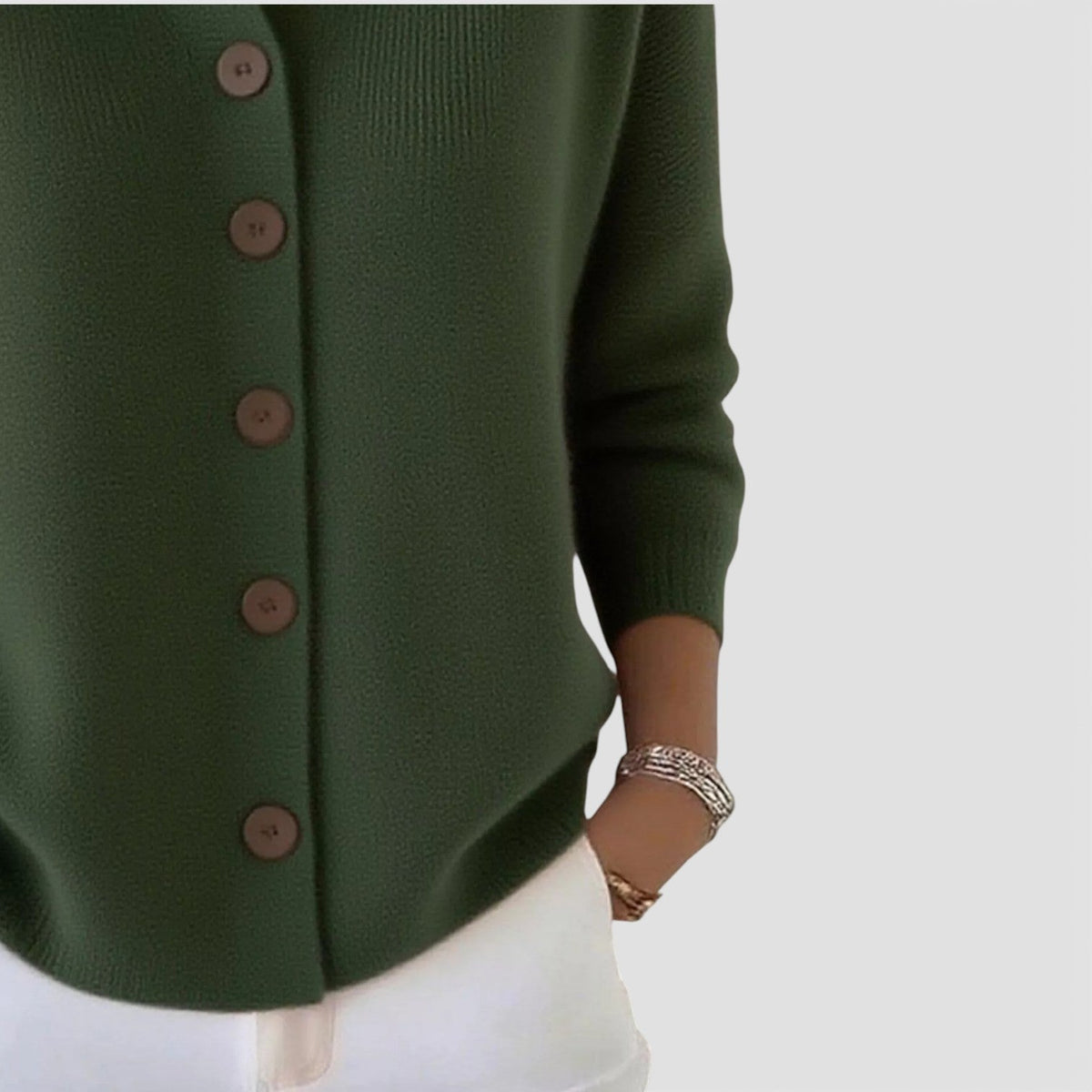 Rosalie | Strickbluse mit Polokragen und Knopfleiste