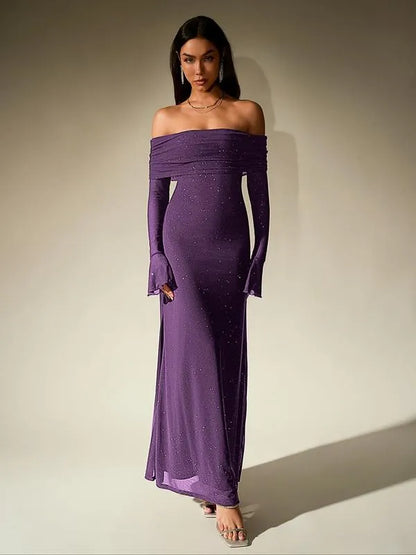 Eveline | Damen Schulterfreies Figurbetontes Maxikleid