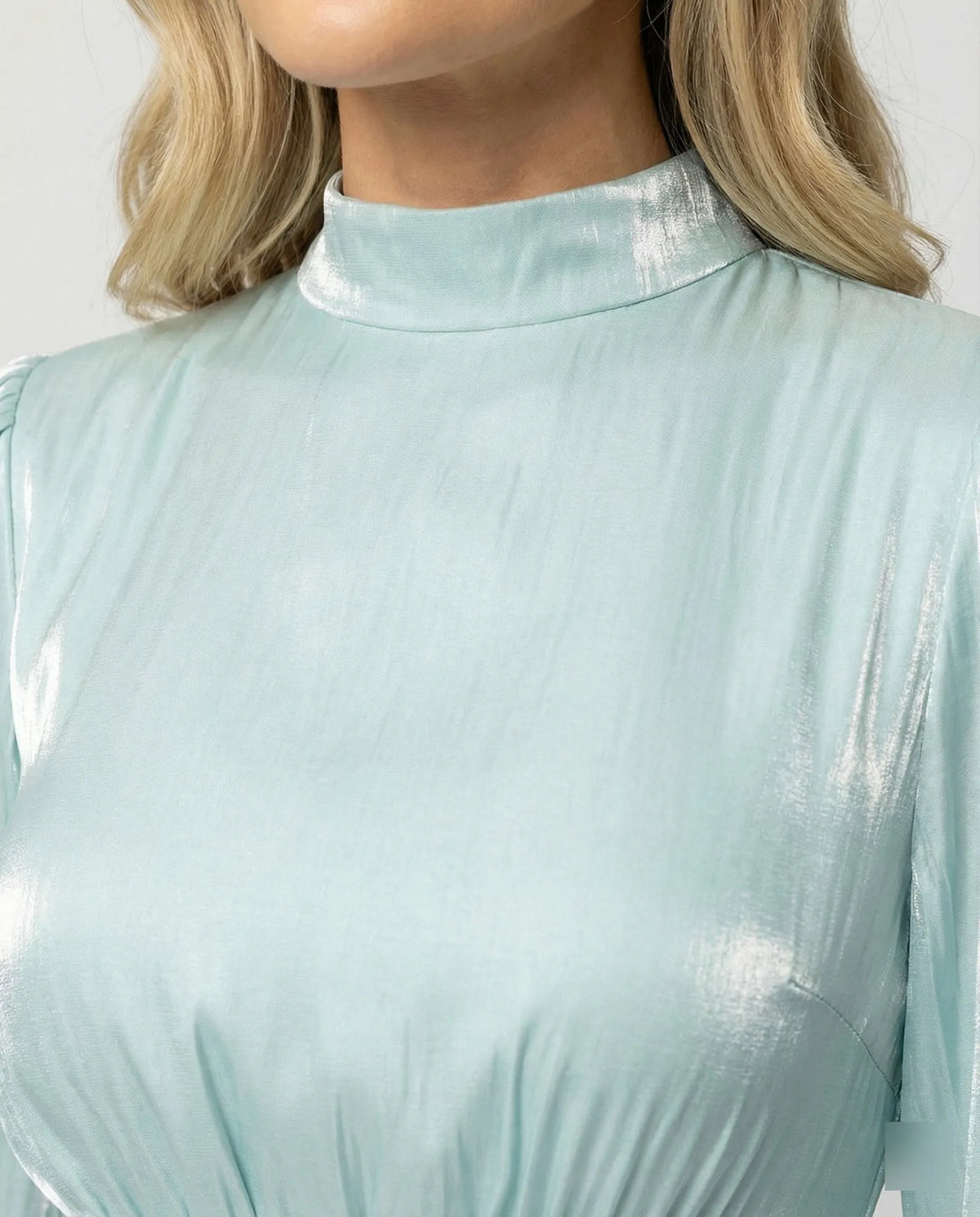 Monika | Damen Plissee Maxikleid mit Langarm
