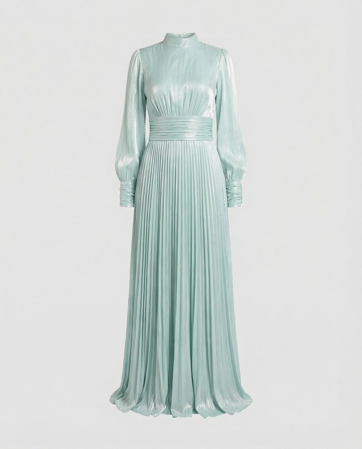 Monika | Damen Plissee Maxikleid mit Langarm