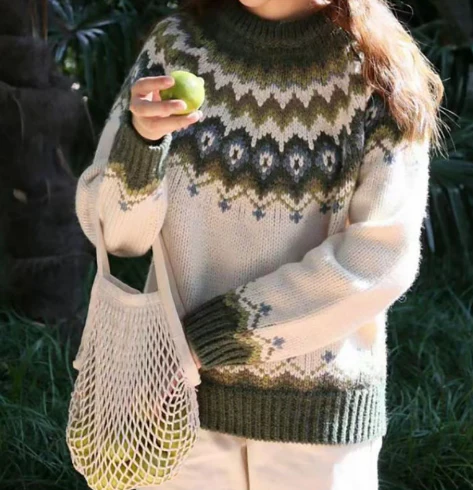 Mila | Warmer und gemütlicher Wollpullover mit nordischem Muster