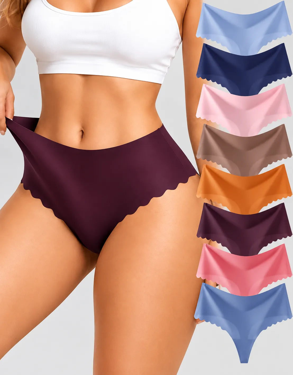 Tanja | Damen Nahtlose Elastische Unterwäsche Thongs im 8er-Pack