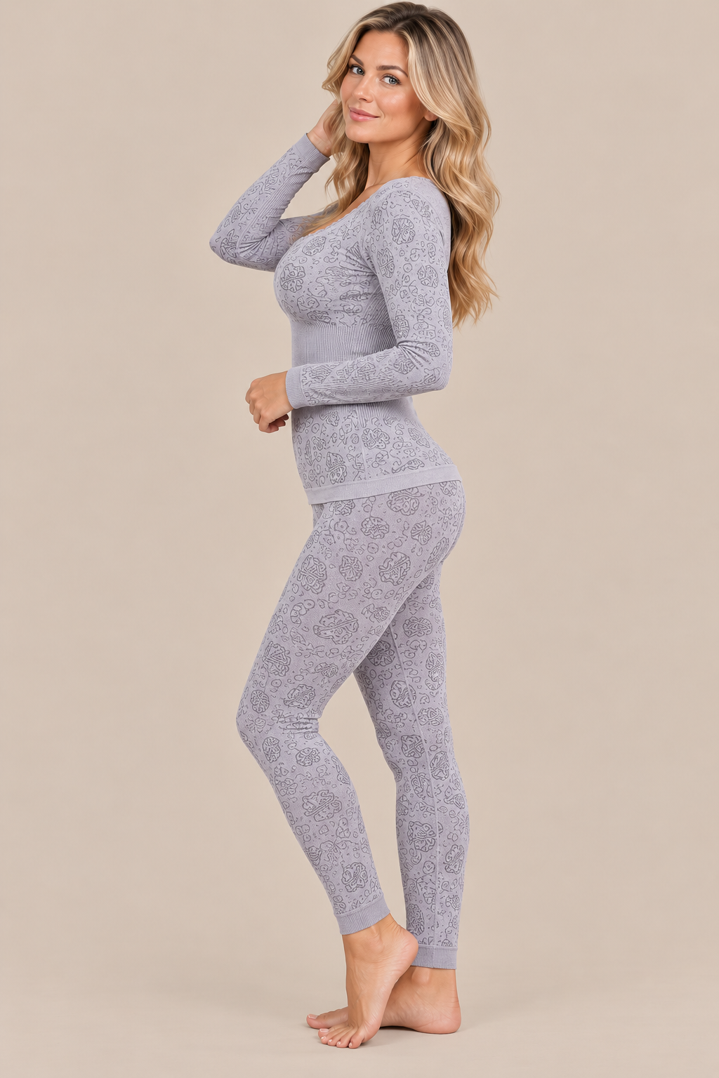 Adara | Thermounterwäsche Damen mit floralem Strukturdesign