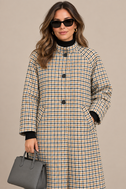 Adeline | Trenchcoat Damen Lang mit Kontrastkragen