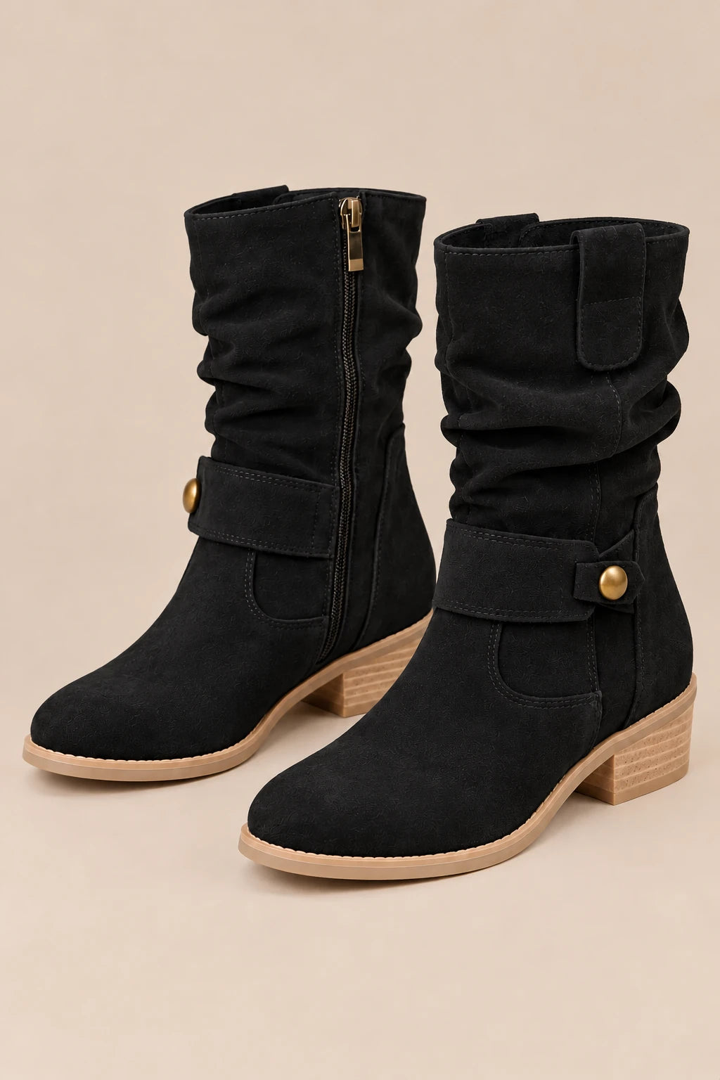 Alessina | Flache Damenstiefel für den Alltag mit seitlichem Reissverschluss