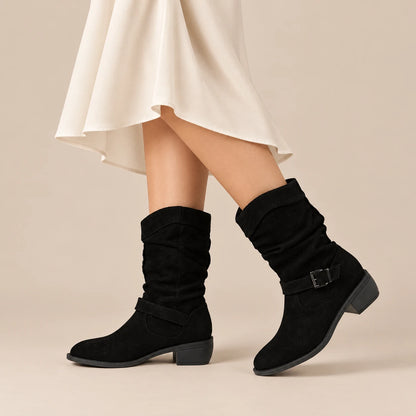 Alessina | Flache Damenstiefel für den Alltag mit seitlichem Reissverschluss