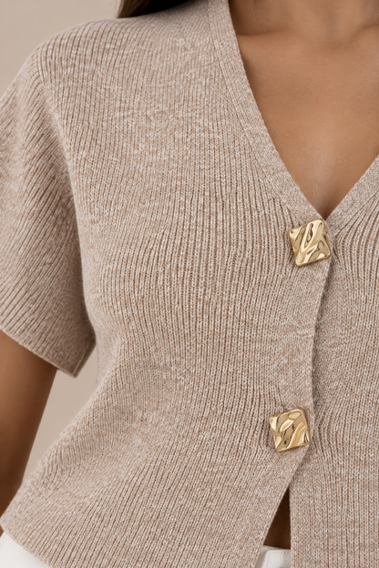 Alexa | Cardigan Damen Kurzarm mit V-Ausschnitt