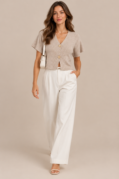 Alexa | Cardigan Damen Kurzarm mit V-Ausschnitt