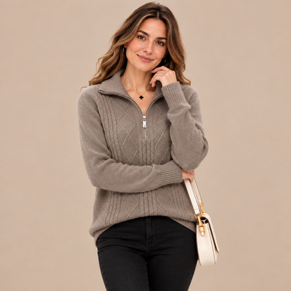 Alivia | Troyer Damen mit Strickmuster und Reissverschluss