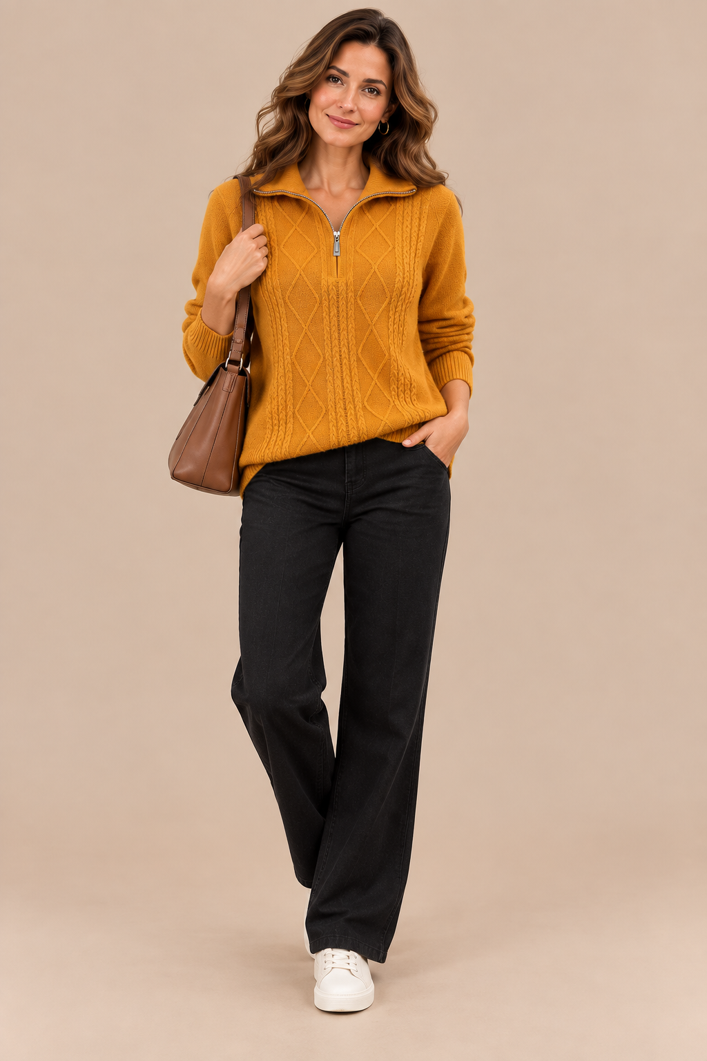 Alivia | Troyer Damen mit Strickmuster und Reissverschluss