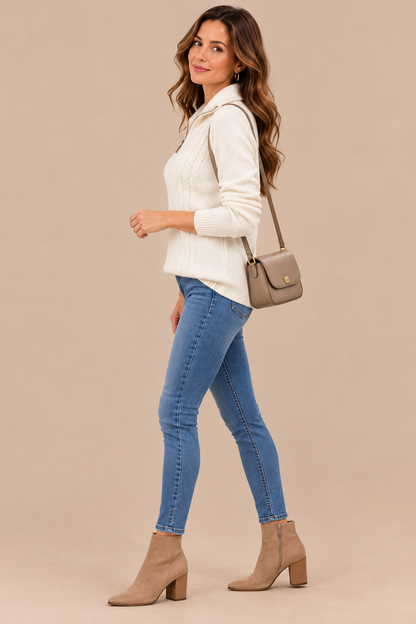 Alivia | Troyer Damen mit Strickmuster und Reissverschluss