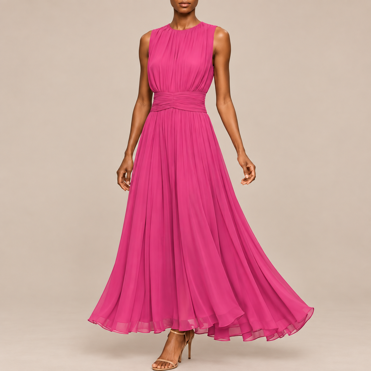 Alys | Ärmelloses Midikleid Mit Raffungen
