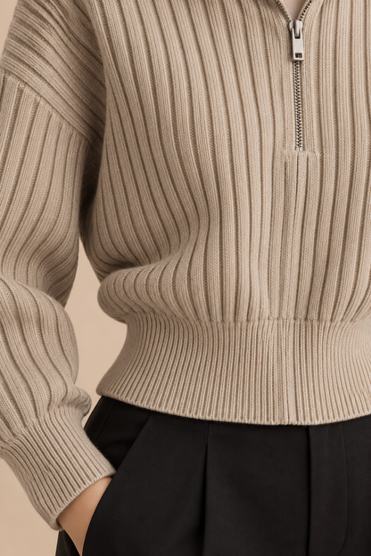 Amara | Troyer Damen mit Rippstrick und Reissverschluss