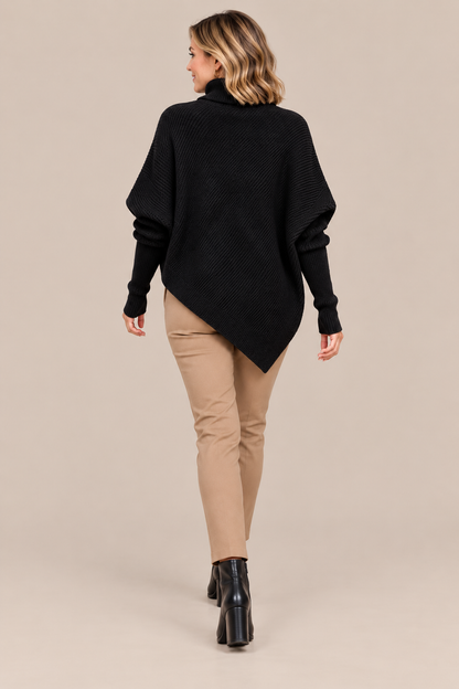 Amelia | Wollpullover Damen im asymmetrischen Poncho-Stil