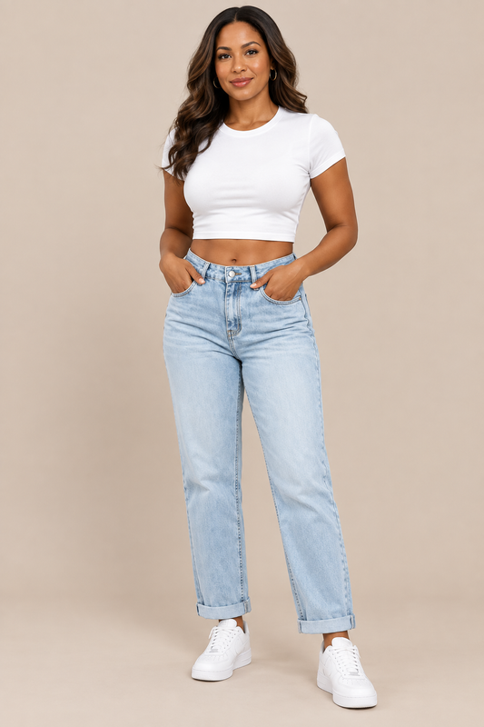 Amiebelle | Jeans Damen mit geradem Bein und hoher Taille