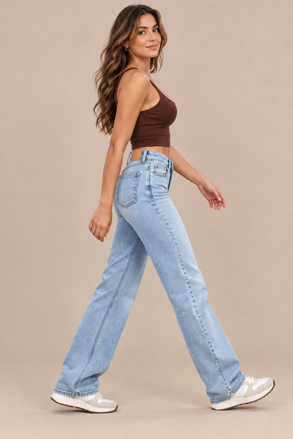 Amiebelle | Jeans Damen mit geradem Bein und hoher Taille