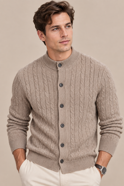 Andrew | Cardigan Herren mit Zopfmuster und Knopfleiste