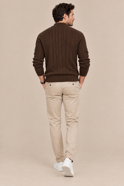 Andrew | Cardigan Herren mit Zopfmuster und Knopfleiste