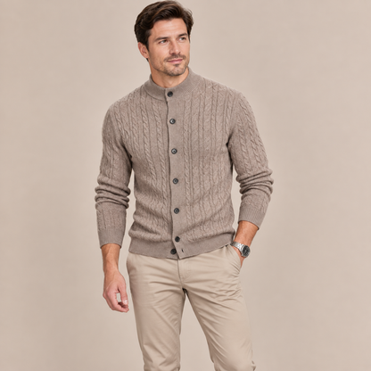 Andrew | Cardigan Herren mit Zopfmuster und Knopfleiste