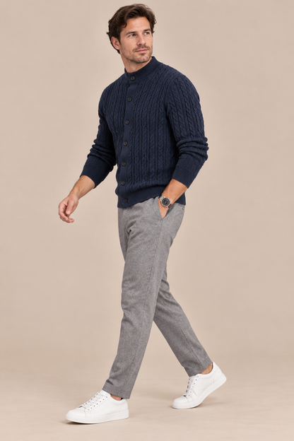 Andrew | Cardigan Herren mit Zopfmuster und Knopfleiste