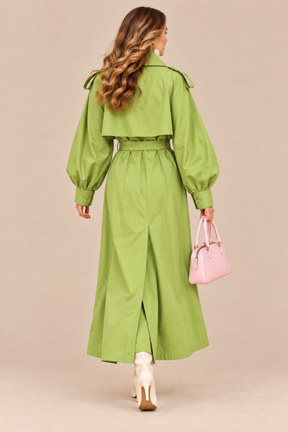 Angelica | Trenchcoat Damen mit Bindegürtel und breitem Revers