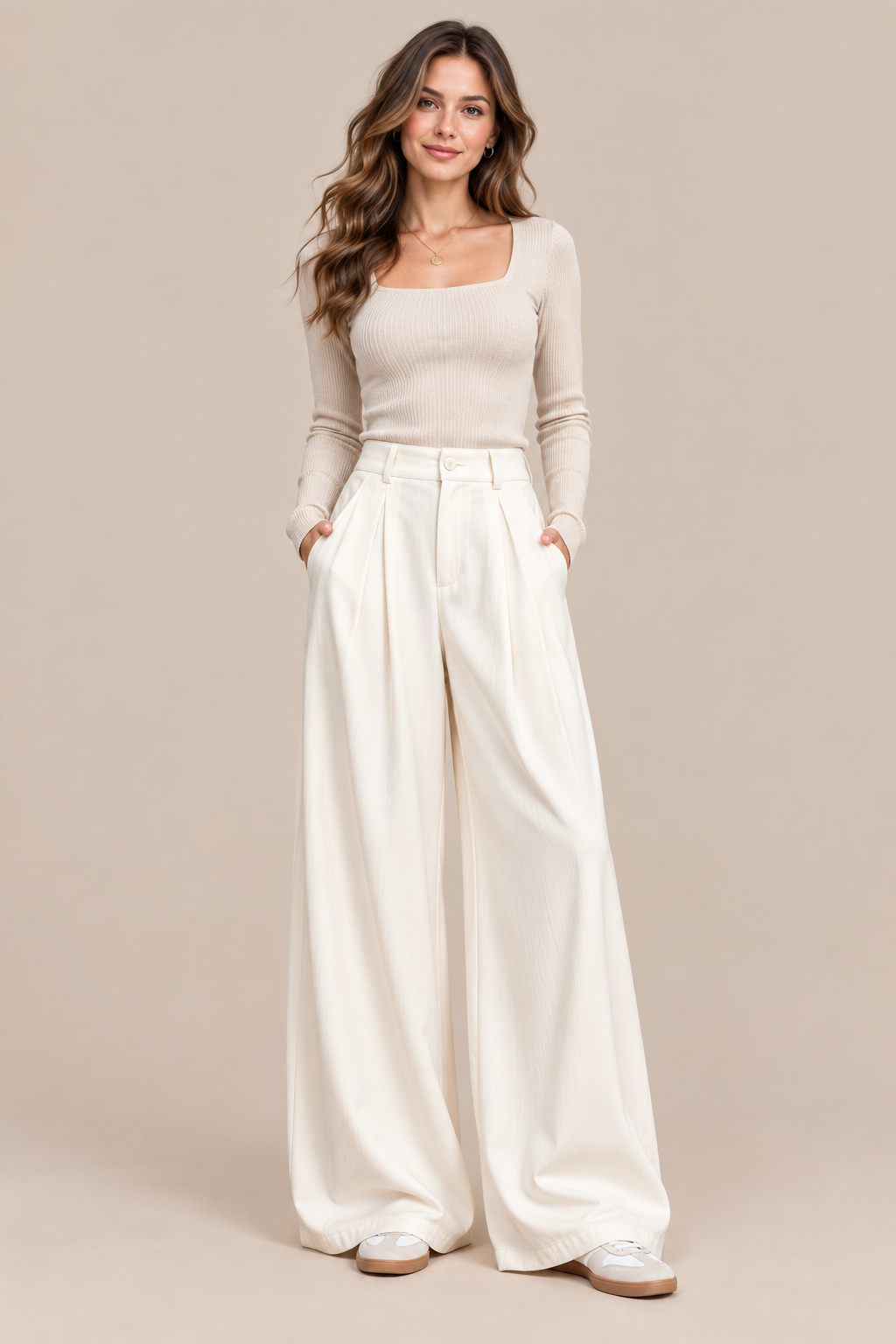 Annie | Cordhose Damen mit weitem Bein und Bundfalten