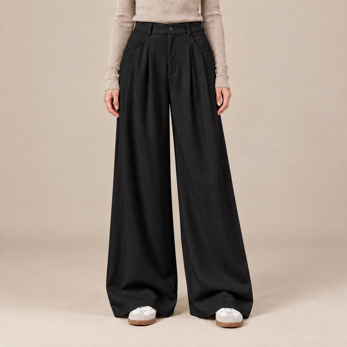 Annie | Cordhose Damen mit weitem Bein und Bundfalten
