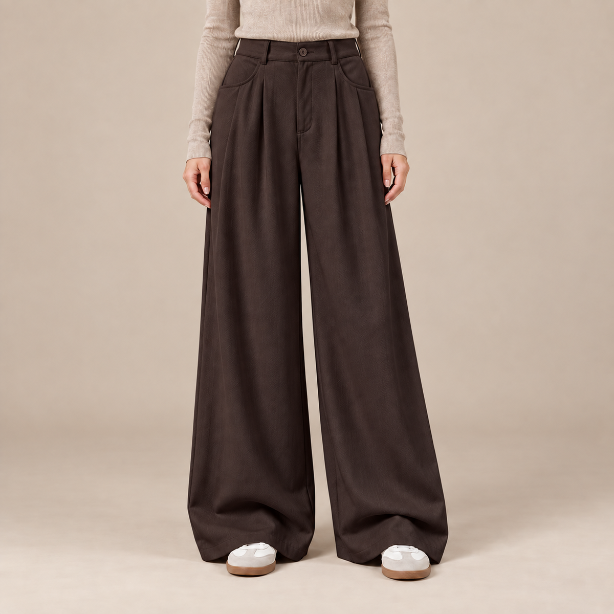 Annie | Cordhose Damen mit weitem Bein und Bundfalten